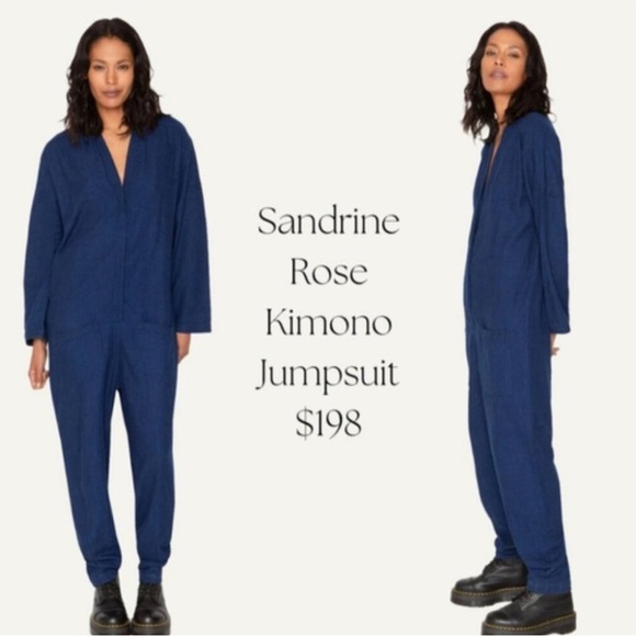 NWOT Sandrine‎ Rose Vintage Reworked Navy Blue Mechanics Jumpsuit